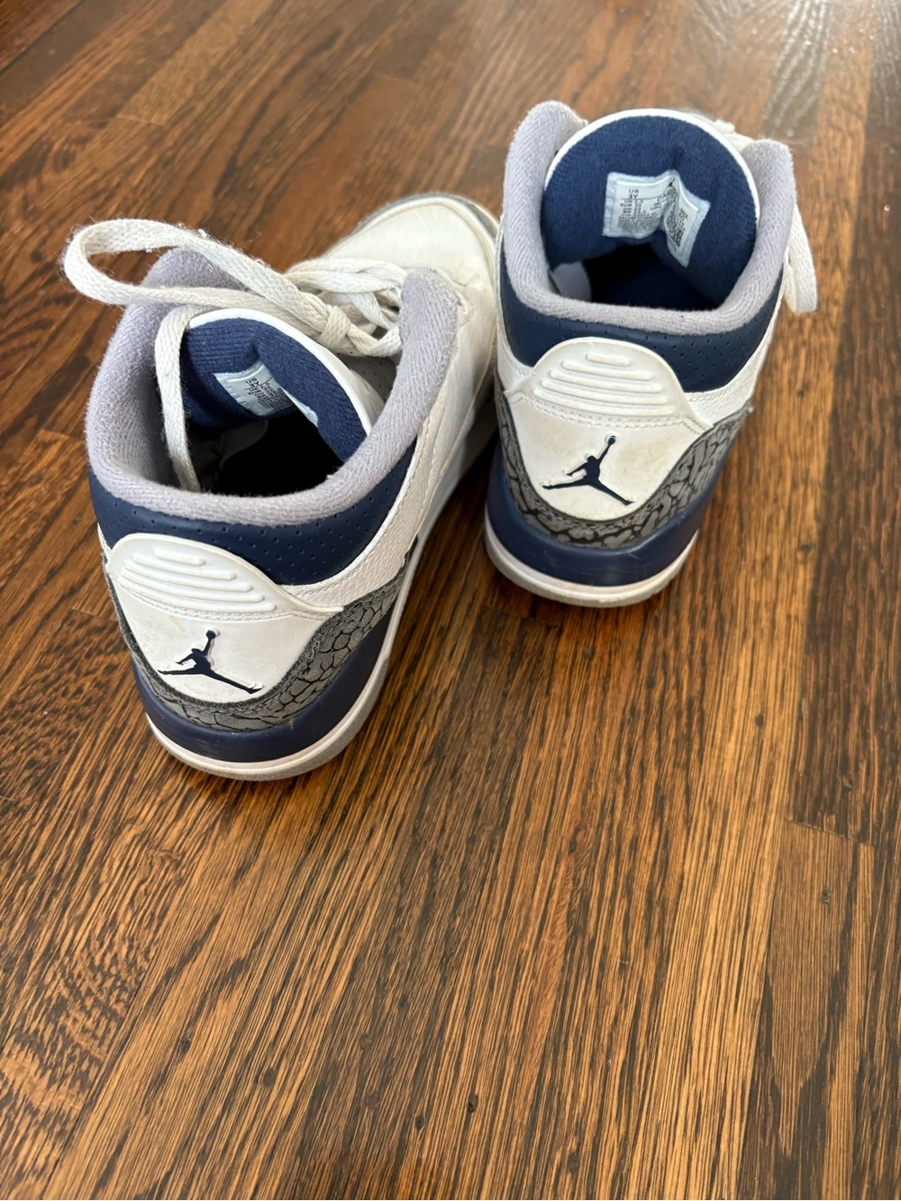 Jordan 3 Kids Navy and White High-Top Sneakers